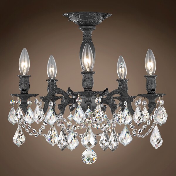 Joshua Marshal Versailles 5 Light 18 Dark Bronze Semi Flushmount With Clear European 701593-049